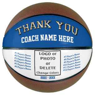 Gifts for Coaches Basketball. Logo, Photo, Names Basketball
