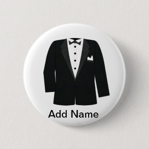GIFTS FOR GROOM'S OR BLACK TIE EVENTS 6 CM ROUND BADGE