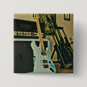 Gifts for guitar lovers 15 cm square badge