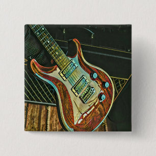 Gifts for guitarist 15 cm square badge