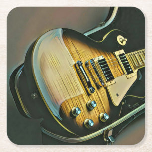 Gifts for guitarist square paper coaster