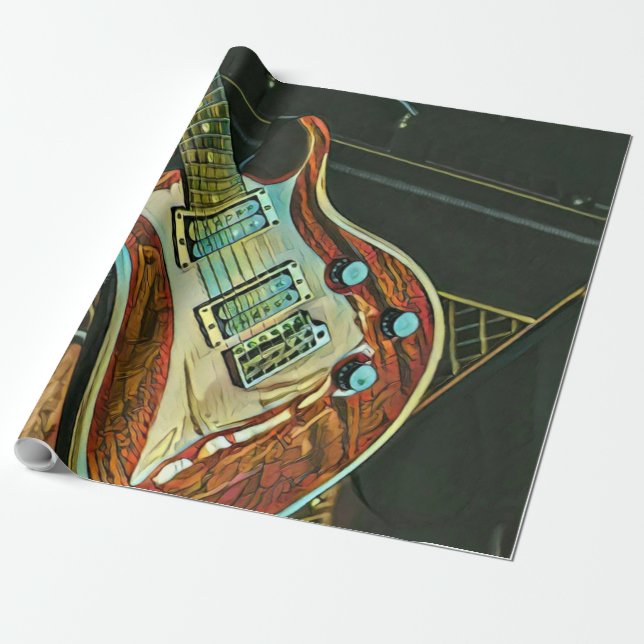 Gifts for guitarist wrapping paper (Unrolled)