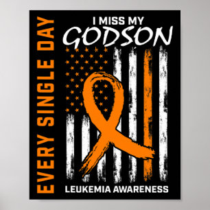 Gifts For Loss Of Godson Leukaemia Awareness Flag  Poster
