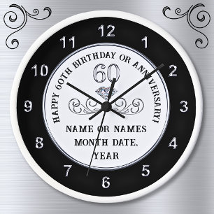 Gifts for Male 60th Birthday, 60th Birthday Clock, Clock