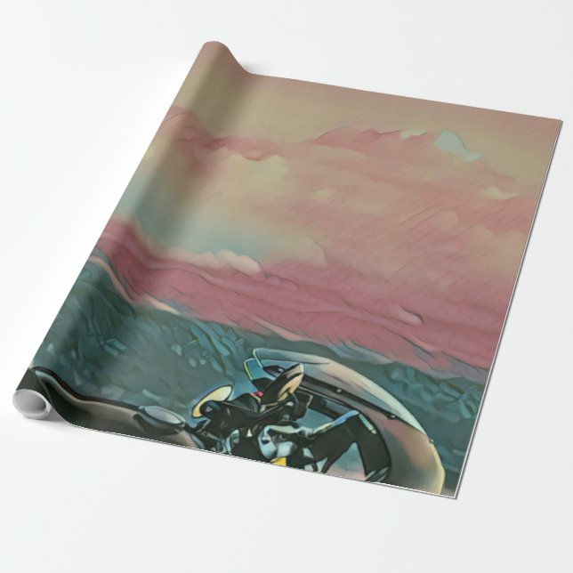 Gifts for motorcyclists wrapping paper (Unrolled)