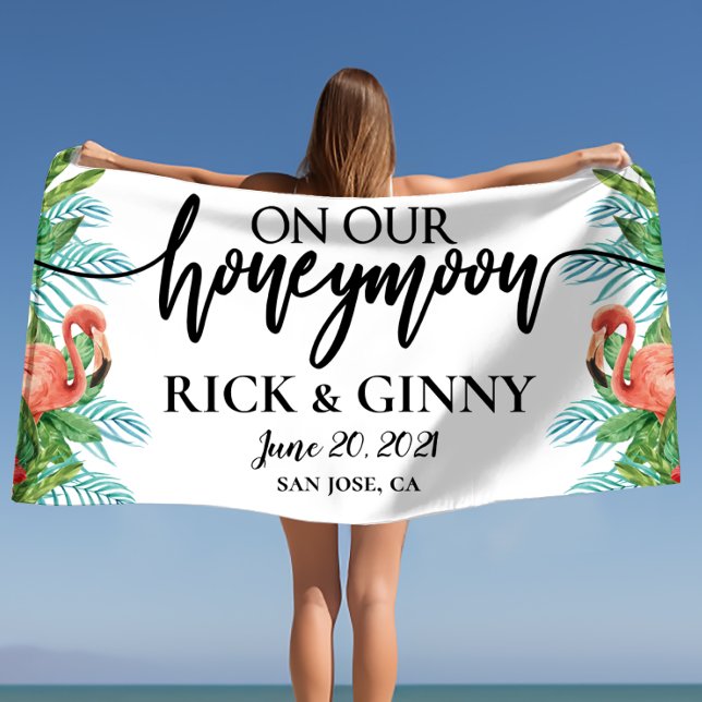 Gifts for Newlyweds Honeymoon - On Our Honeymoon  Beach Towel (Creator Uploaded)