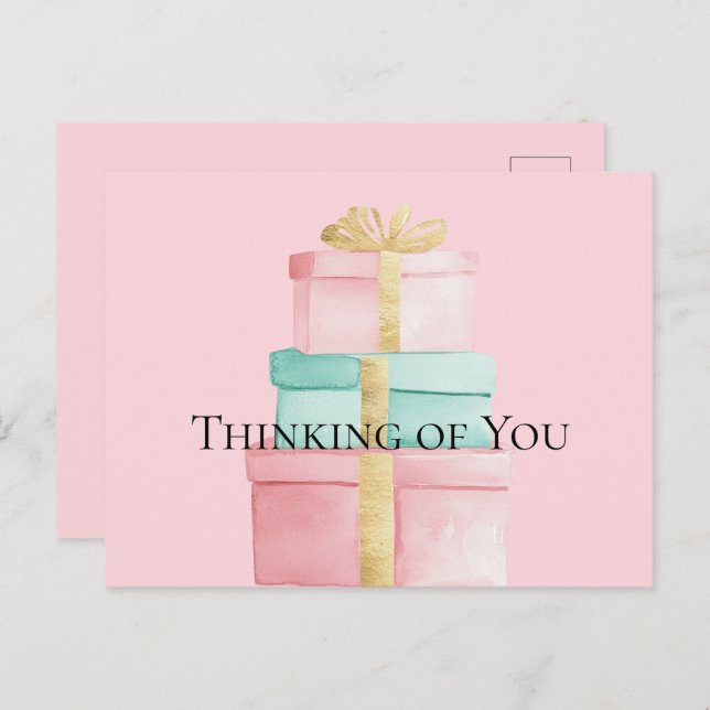 Gifts Gold Blush Pink Mint Thinking of You Postcard (Front/Back)