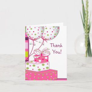Gifts Green Pink Balloons Thank You Cards
