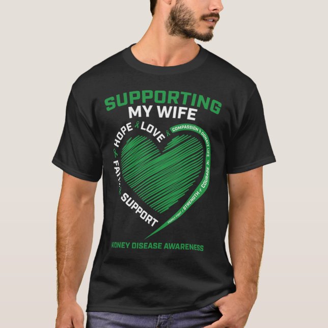 Gifts Husband Transplant Wife Kidney Disease Aware T-Shirt (Front)