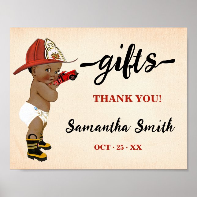 Gifts Little AA Firefighter Baby Shower Poster (Front)