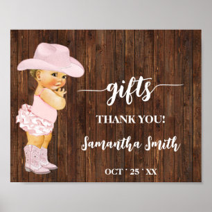 Gifts Little Pink Cowgirl Western Baby Shower Sign
