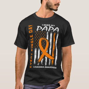 Gifts Loss Of Papa Orange Leukaemia Awareness Flag T-Shirt