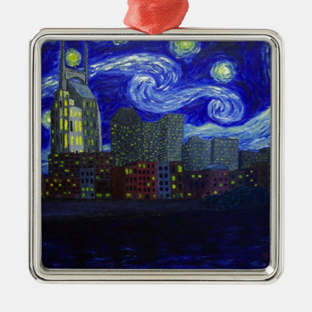 Gifts: "Nashville Starry Night" by Jack Lepper Metal Ornament (Front)