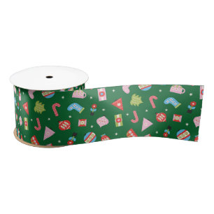 Gifts of Christmas Green Multi-colour Satin Ribbon