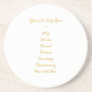 Gifts of The Holy Spirit in 3D Look Golden Script Coaster