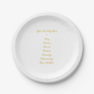Gifts of The Holy Spirit in 3D Look Golden Script Paper Plate