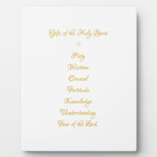 Gifts of The Holy Spirit in 3D Look Golden Script Plaque