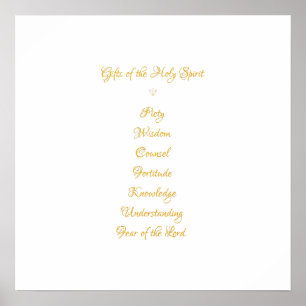Gifts of The Holy Spirit in 3D Look Golden Script Poster