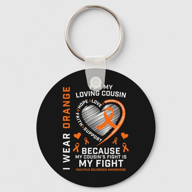 Gifts Orange Fighter Cousin Multiple Sclerosis Awa Key Ring (Front)