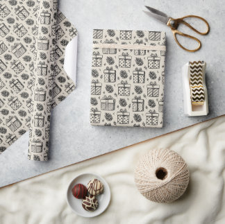 Gifts & Pine Cone Wrapping Paper