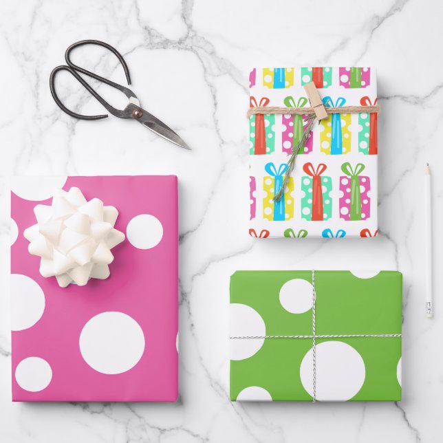Gifts Presents Polka Dots Gift Wrap Sheets (Front)