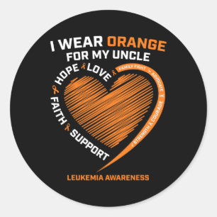 Gifts Products I Wear Orange For My Uncle Leukaemi Classic Round Sticker