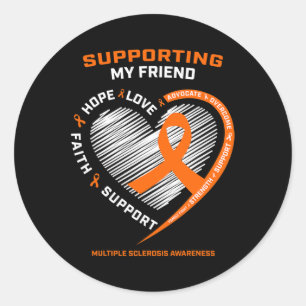 Gifts Products Orange Ms Friend Multiple Sclerosis Classic Round Sticker