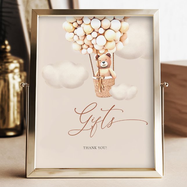 Gifts Table Sign Brown Bear Balloon Gender Neutral (Creator Uploaded)
