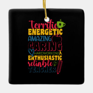 Gifts Teacher   Amazing Caring Teacher Ceramic Ornament
