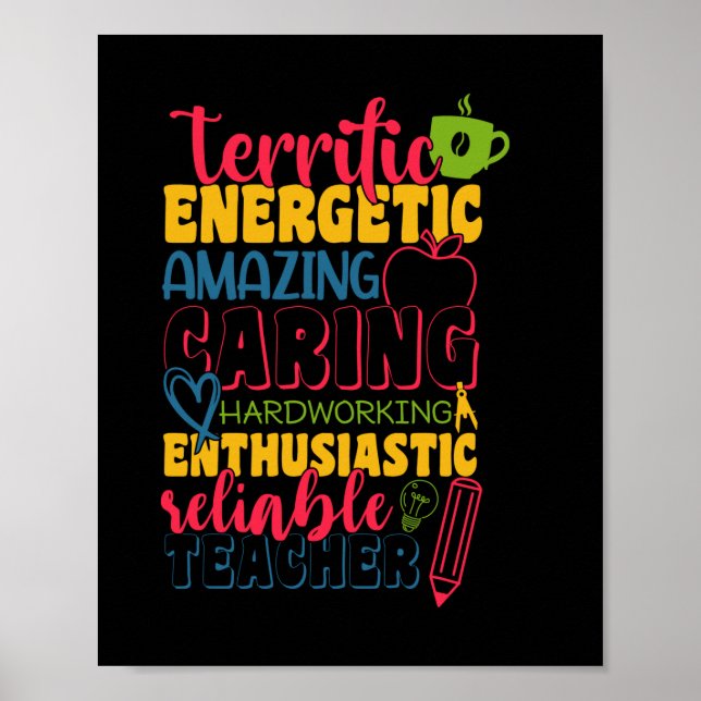 Gifts Teacher | Amazing Caring Teacher Poster (Front)