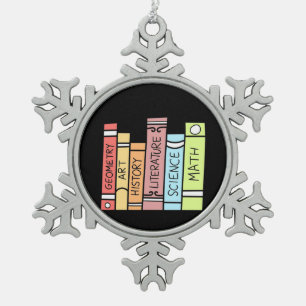 Gifts Teacher Back to School Homeschool Snowflake Pewter Christmas Ornament