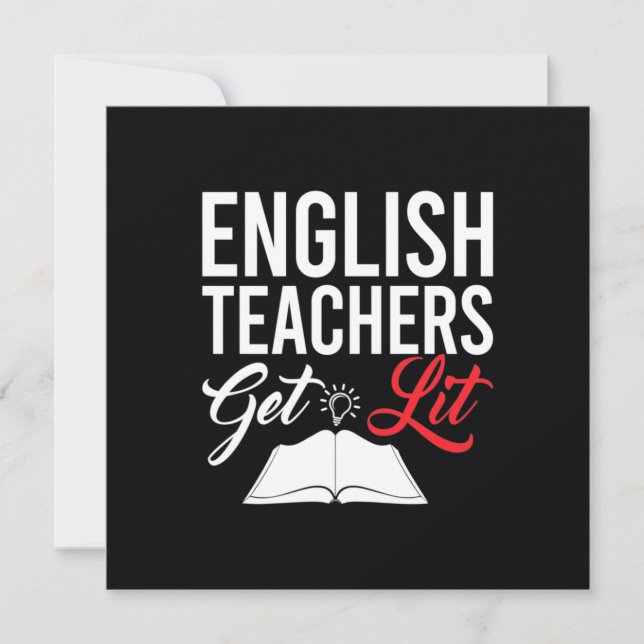 Gifts Teacher | English Teachers Get Lit Invitation (Front)
