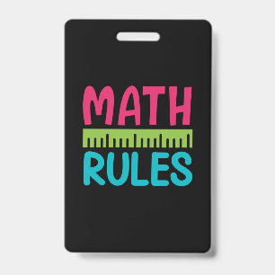 Gifts Teacher Math Rules ID Badge