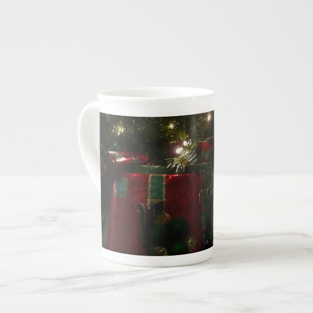 Gifts Under the Tree Christmas Holiday Bone China Mug (Front Left)