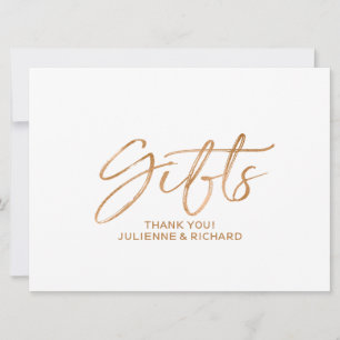 "Gifts" Wedding Sign Stylish Copper Lettered