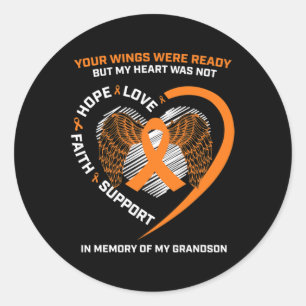 Gifts Women Men In Memory Of My Grandson Leukaemia Classic Round Sticker