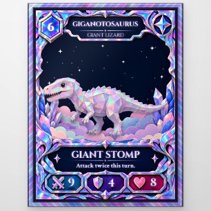 Giganotosaurus Dinosaur, Rainbow Foil Art Postcard