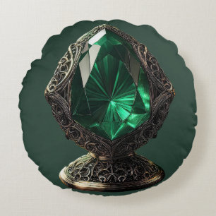 Gigantic Emerald In Sterling Silver Pedestal Round Cushion