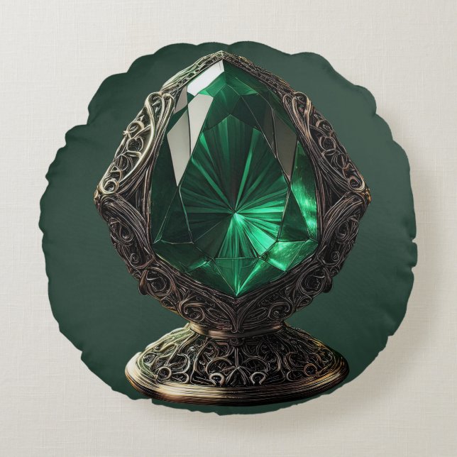 Gigantic Emerald In Sterling Silver Pedestal Round Cushion (Front)