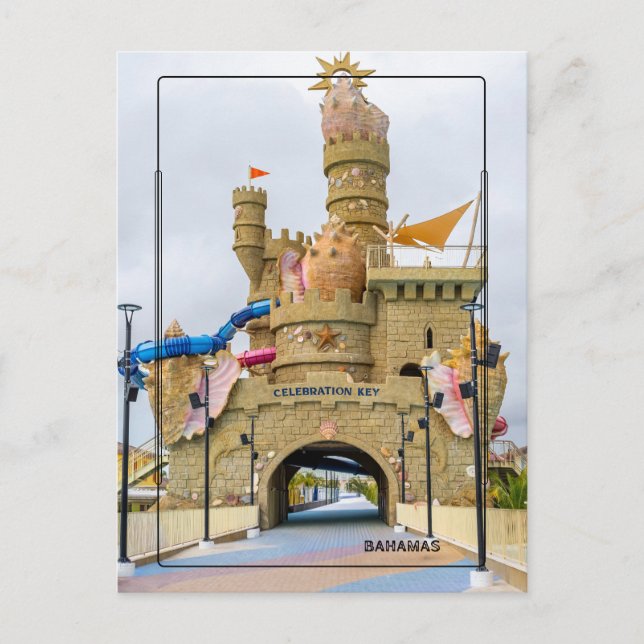 Gigantic Sandcastle – Celebration Key, Grand Baham Postcard (Front)