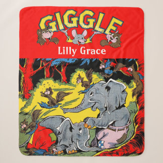 Giggle Animal Elephant Vintage Comics Sherpa Blanket