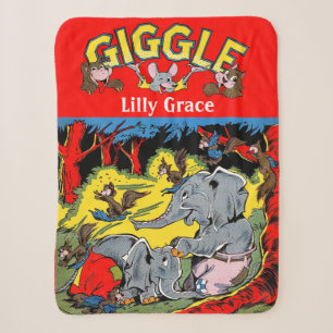 Giggle Animal Elephant Vintage Comics Sherpa Blanket