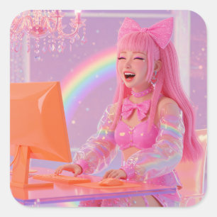 Giggle Code Energy Square Sticker