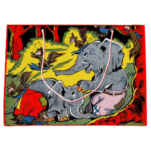 Giggle Elephant Animal Vintage Comics Large Gift Bag