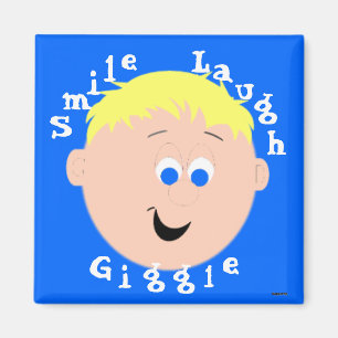 Giggle Faces Blonde Blue Eyed Boy Magnet