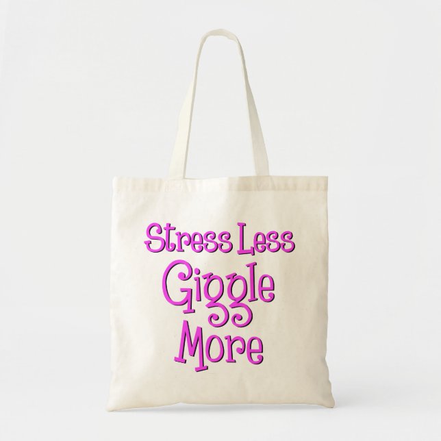 GIGGLE MORE, hot pink ink Tote Bag (Front)