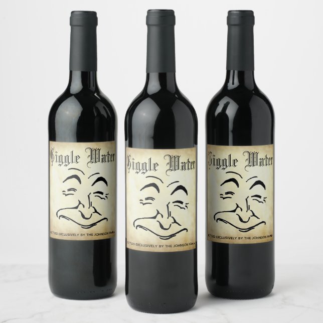 Giggle Water and Your Text Wine Label (Bottles)