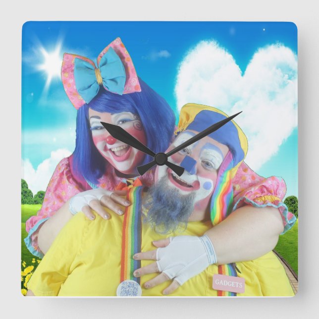 Giggles and Gadgets Square Wall Clock (Front)