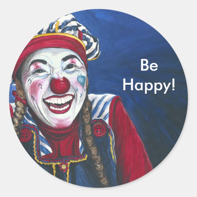 Giggles the Clown Painting Classic Round Sticker (Front)