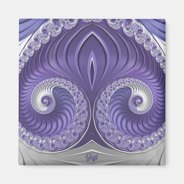~ GIGI ~ Abstract Pattern ~ Purple Grey White ~ Magnet (Front)
